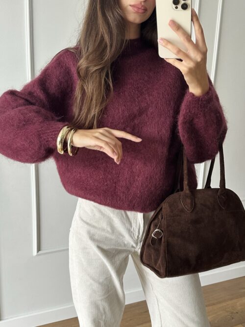 Kid Mohair - Sweter Burgundowy