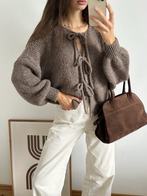 Kardigan Wiązany - Light Chocolate