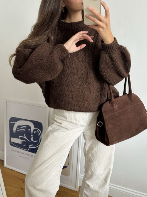 Loose sleeved-Sweater - Brown