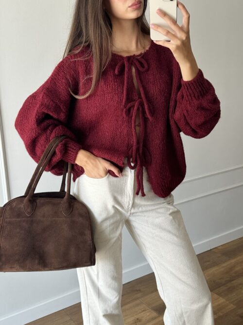Kardigan Wiązany - Dark Burgundy