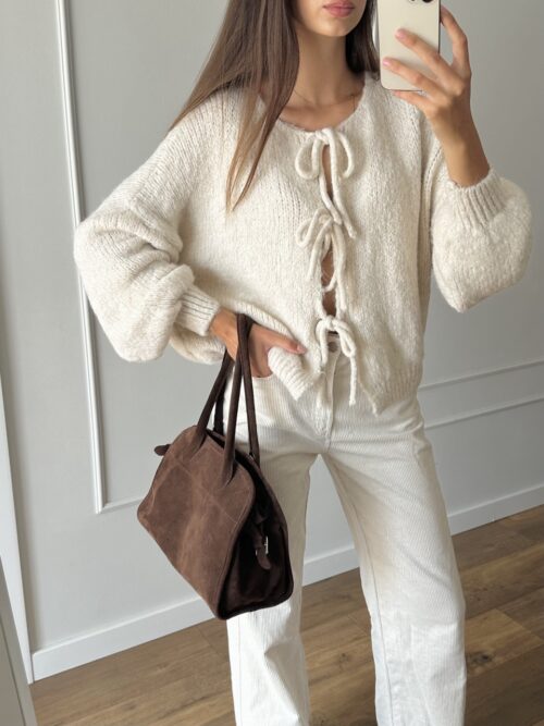 Kardigan Wiązany - Off White