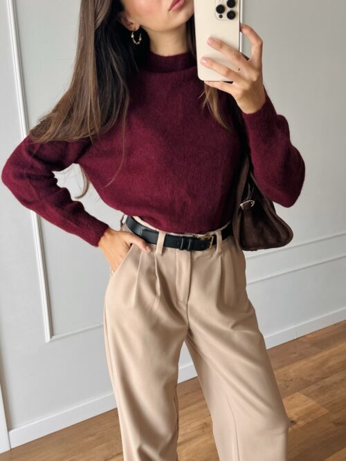 Alpaka - Sweter bordowy