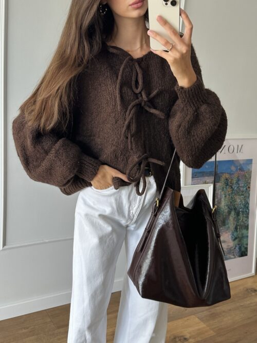 Kardigan Wiązany - Chocolate Bar