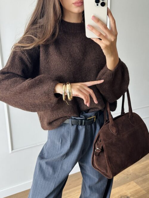 Sweter o prostym kroju - Warm Bronze