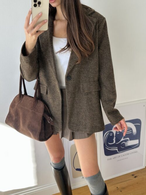 Marynarka Wełniana - Brown Herringbone