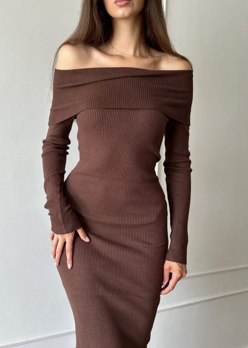 sukienka_midi_brąz_dzianina_1